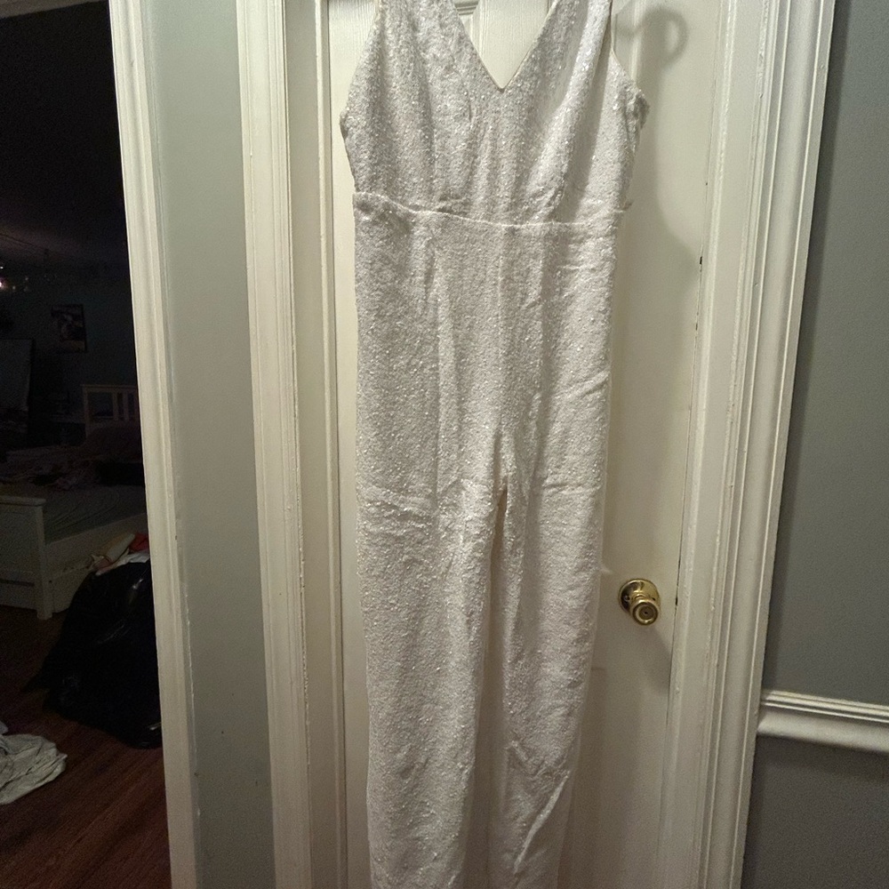 Lulu’s Sparkly Bow Jumpsuit - Picture 3 of 9